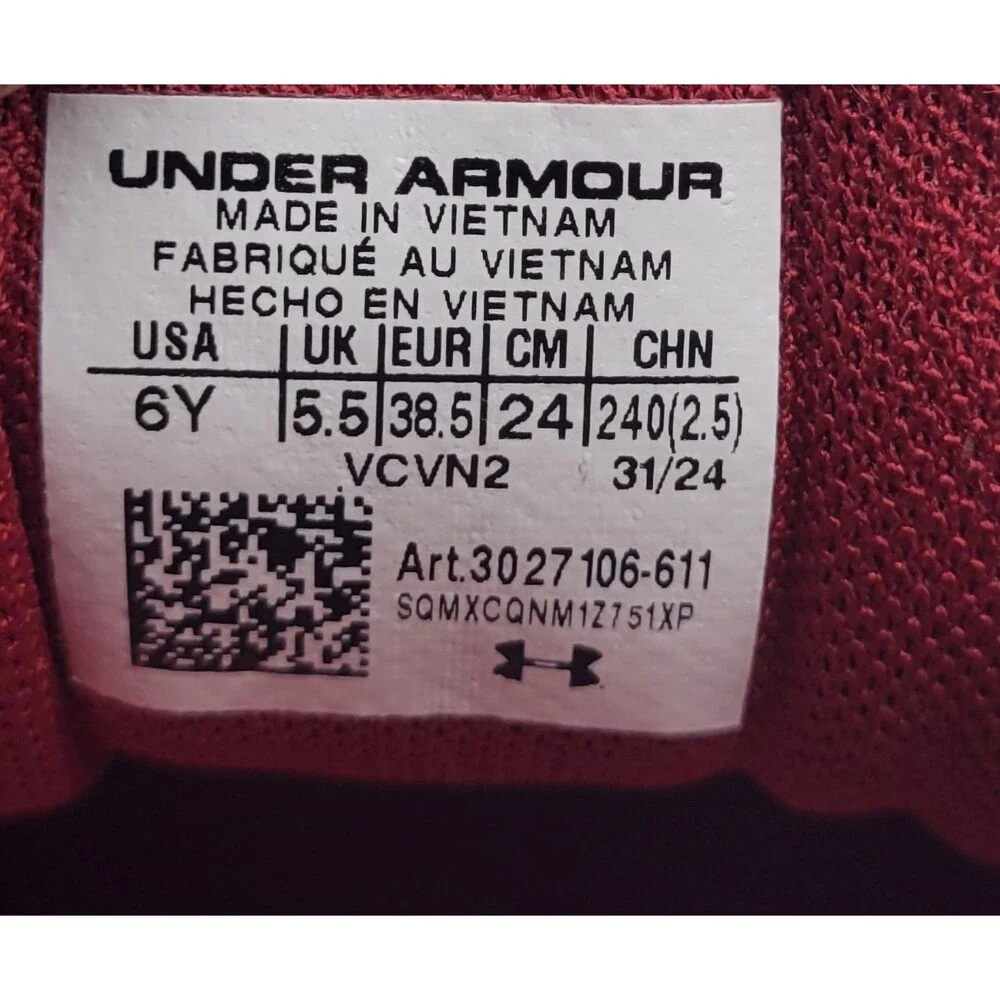 Under Armour Charged Rogue 4 Shoes Youth Size 6Y Chakra Pink/Red-Orange